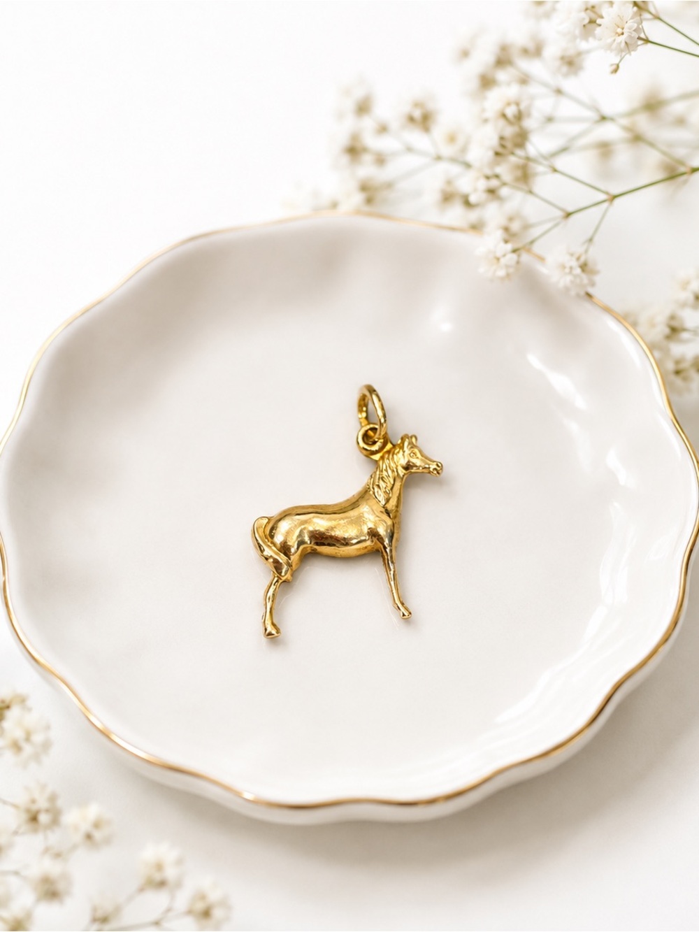14k Yellow Gold Horse Charm Pendant